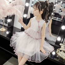 Summer girls foreign dress children childrens net red pop summer dress big boy Korean version of mesh dress Princess skirt