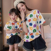 Summer pro-dress family of three different foreign air t-shirt short sleeve summer dress net red trendy mother and mother female dress