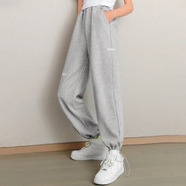 Tide brand Girl Pants childrens big children thin casual wide leg pants summer baby bunched feet Korean version of sweatpants sports pants