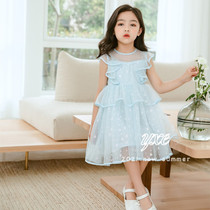 Summer girls Korean dress childrens childrens foreign air snow summer dress Net red explosive mesh dress Princess dress