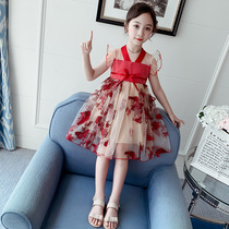 Girls dress summer childrens net red Foreign Air Hanfu summer dress Korean version of the popular child Pengpeng princess skirt