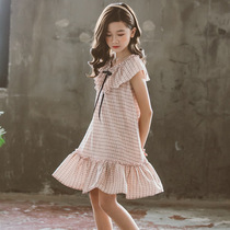 Summer girls dress children childrens net red pop Plaid summer dress big boy foreign Korean skirt princess skirt