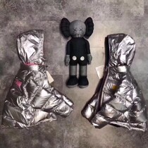 Childrens down jacket girls boys middle school children 2020 new explosive bright Western style thickened silver two-sided wear jacket