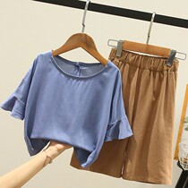 Summer Tide brand Girl suit children Net Red foreign gas fashionable wide leg pants summer dress big children thin casual childrens clothing tide