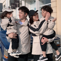 High-end pro-son clothing family of three-mouthed four-mouthed net red ocean Korean version Fashion autumn jacket and mother and mother female clothing and autumn clothing