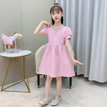 Summer childrens dress girls middle-aged Korean version of summer clothes Net red pop girl girl princess skirt