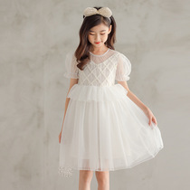 Summer girls dress childrens net red hot summer dress big children Korean version of mesh dress Princess dress
