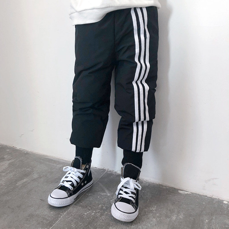 Children's down pants outside wearing winter thickened white duck suede children pants boys girls small and medium children's baby warm pants