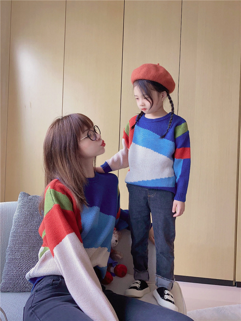 Pro-son fit a family of three, four-mouthed web Red Ocean Korean version Fashion autumn style collage and mother and mother women's clothing and autumn clothing