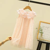 Summer girls dress childrens net red hot summer dress big boy Korean version of mesh sequin skirt princess dress