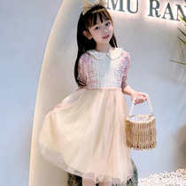 Summer girls dress children childrens net red hot summer dress foreign air Korean lace mesh dress Princess dress