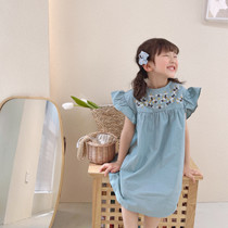Summer girls dress childrens net red hot summer dress baby Korean version of cotton skirt princess dress