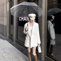 CHICYOU (Korean drama heroine) black and white small fragrance 30% wool inlaid with a thick real net infrared cover