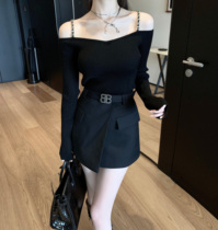 CHICYOU Lux Series BB Belt Trim Suit Skirt Pants 2021 New High Waist 100 Lap Half Body Dress Pants