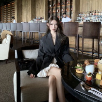 CHICYOU black and white two-color function buckle split wide shoulder waist fashion ins Net Red Star same suit