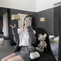 CHICYOU (exquisite laziness) white heavy industry diamond design sense long sleeve loose MAN shirt autumn