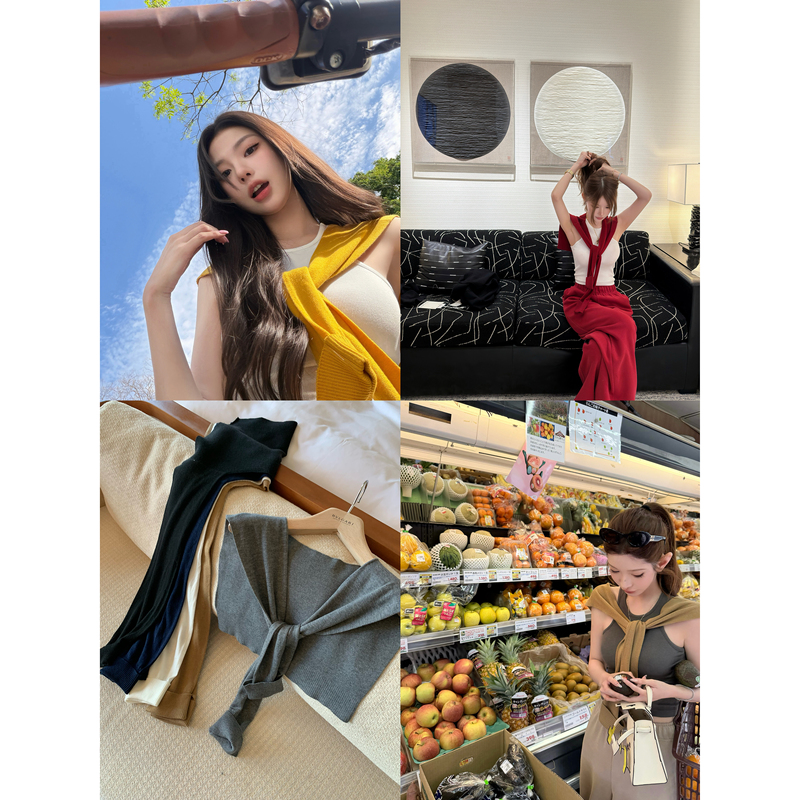 [in Stock] Chicyou'American Style' Versatile Soft Five-Color Knitted Small Shawl for Women