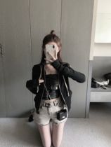 CHICYOU female star si suit ro wind black gray body casual and sexy wild little sweater