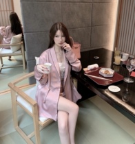 CHICYOU (sweet girl) pink pink pink pajamas wind satin suntan sunscreen shorts comfortable lazy set