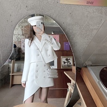 CHICYOU (gentle and high) du home double-breasted suit skirt irregular gold rim buckle Hanfeng suit