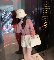 CHICYOU rosewood pink white embroidery college style Joker cardigan new womens sweater coat