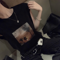 CHICYOU street fashion Maple print T-shirt casual loose trend round neck tee2021 summer new women