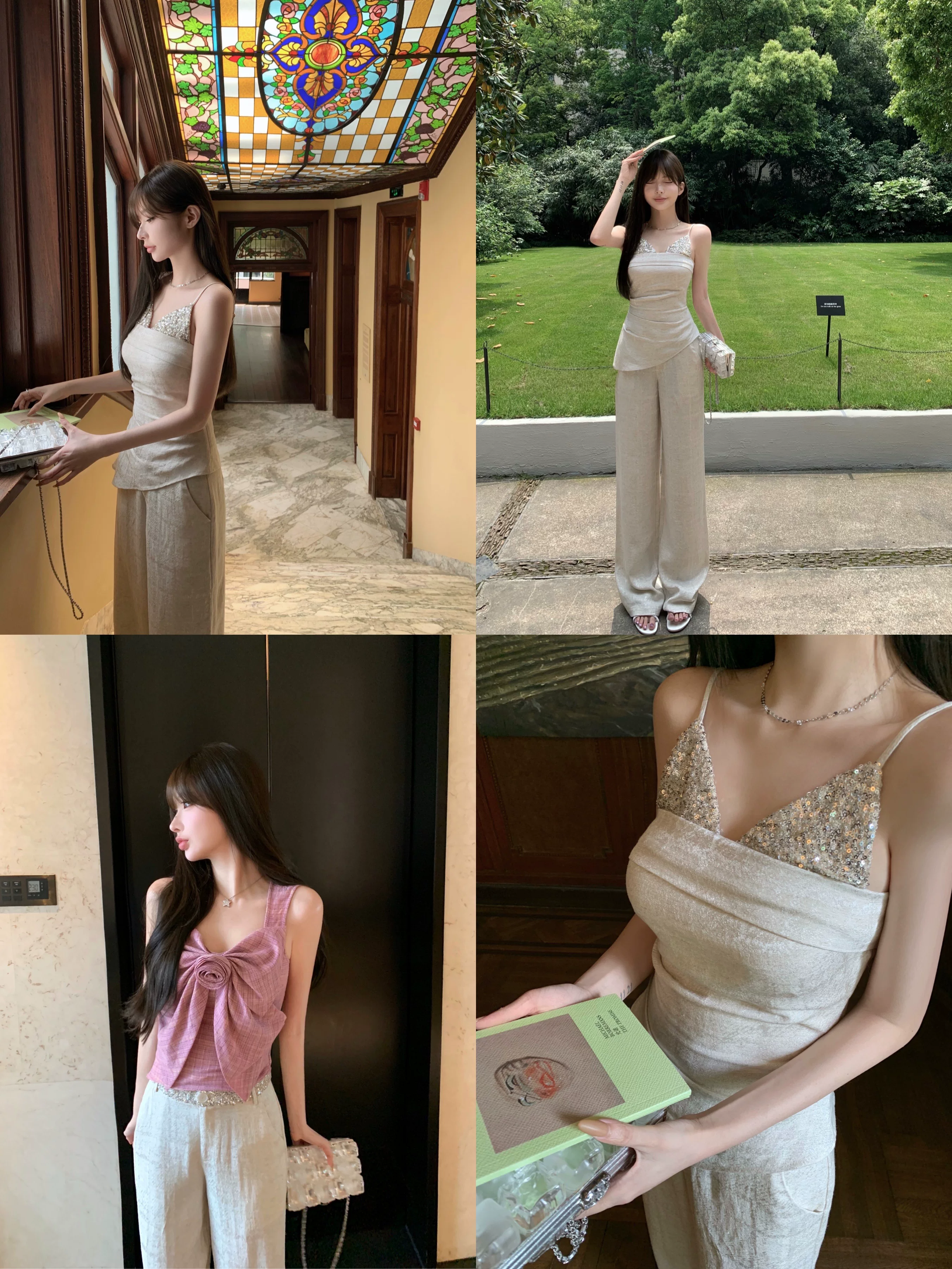 Sophisticated top with cups, trousers, (Physicals), fitted