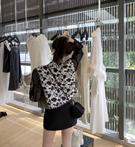 CHICYOU Katchi gray-green Dark Wind Flowers spell 100% silk organza burrs fashionable blazer