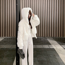 CHICYOU Imitation Fur Environmental Protection Warm Soft Glutinous Imitation Leather Grass Lian Hat Long Sleeve Autumn Winter Casual Jacket Blouse Women Tide