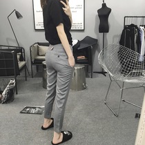  CHICYOU high-end custom black and gray two-color all-match casual nine-point trousers