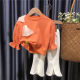 2023 spring new girl's sweater spring and autumn thin section one-year-old baby girl spring jacket orange loose Korean version trendy