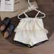 Girls suspender suit 2023 summer new children's fashionable foreign style children's shorts two-piece set female baby summer dress