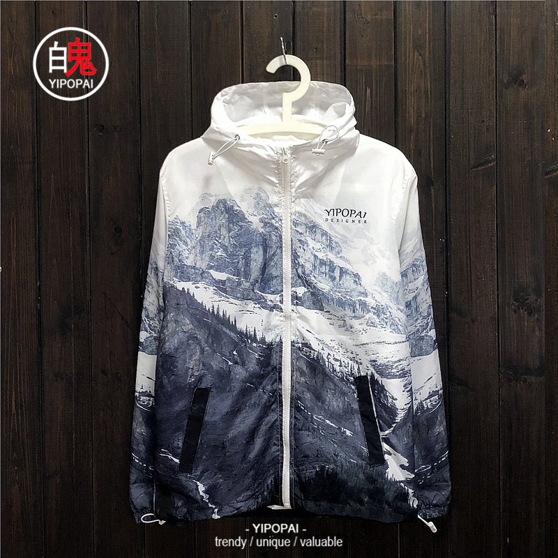 Spring and Autumn Japanese Style Windproof Casual Jacket Glacier Windbreaker Polar Snow Mountain Coat Outdoor Unisex Ethnic Style Hoodie
