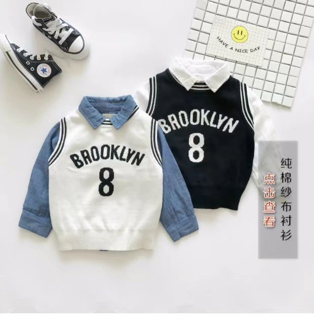 Mùa thu 2018 mới cho bé gái vest mỏng 2 bé trai cotton đan áo 4 trẻ em 3 tuổi bé hoang dã 5