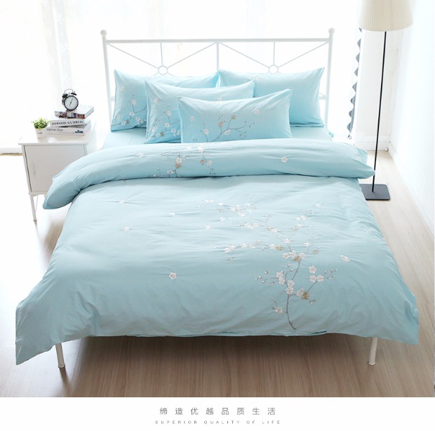 Màu xanh thêu bông gối đơn đơn gối ren áo khoác túi ổ cắm dày hơn một cặp miễn phí vận chuyển 48X74cm - Gối trường hợp gối dành cho bà bầu