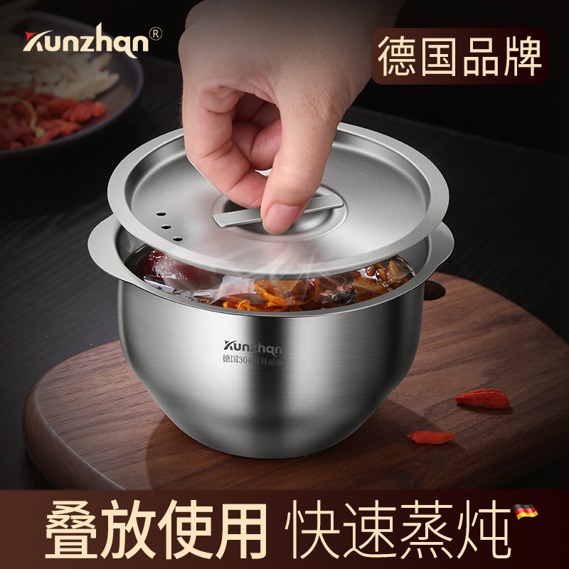 304 stainless steel riser oatmeal simmer bowl with lid simmer with small soup for a small single egg spoon