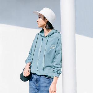 CLOUDSPACE女装韩版清爽刺绣宽松卫衣女长袖连帽衫套头衫