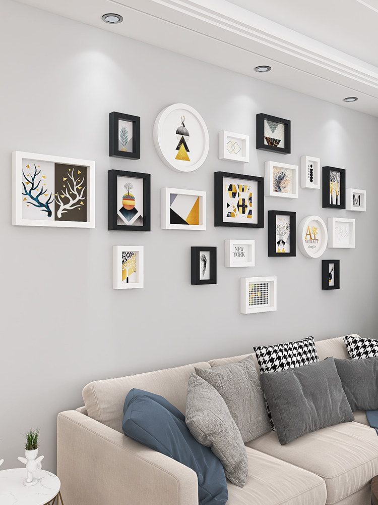 Modern Minimalist Living Room Photo Wall Decoration Nordic Style Creative Bedroom Background Wall Photo Frame Wall Hanging Combination No Drilling Required