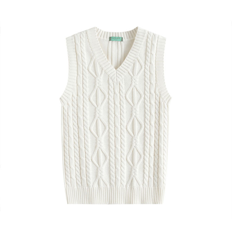 Unisex Knitted Sweater Vest, Large Size, Spring and Autumn V-Neck Sweater Vest, Solid Color Sleeveless Cardigan with Twist Pattern