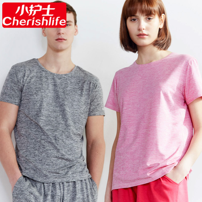 Little nurse underwear Men ice wire short sleeve t shirt Model sports leisure collar half-sleeve topper blouse