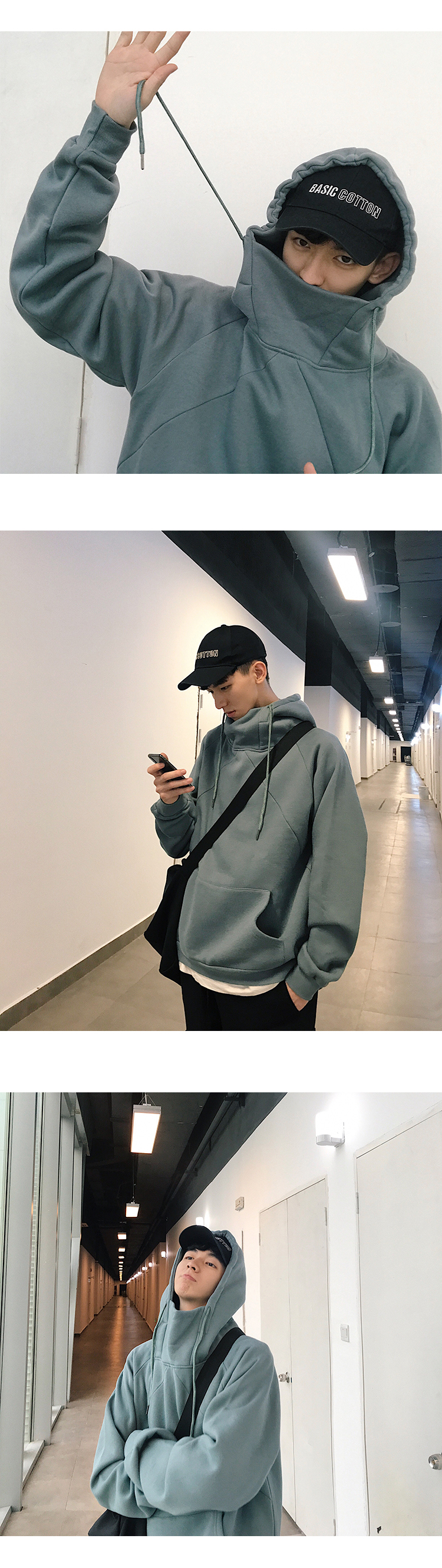 Mùa đông phong cách Hàn Quốc cơ bản màu rắn hoang dã cộng với áo len nhung dày trùm đầu hoodie màu be