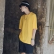 Mùa hè mới cơ bản màu hoang dã cổ tròn tay ngắn tay áo thun cotton thoải mái cotton rộng tay áo sơ mi tee