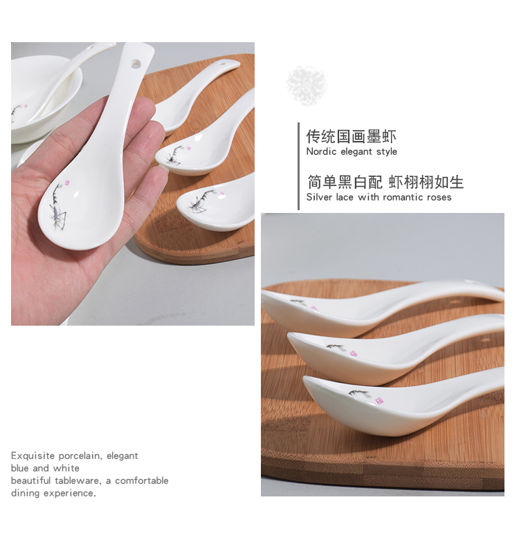 Thìa gốm khách sạn nhà hàng thìa nhỏ ăn cháo thìa gốm sáng tạo Trung Quốc và Hàn Quốc bộ đồ ăn dĩa sứ