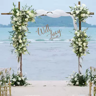 Wedding stage layout flower wall floor flower row decoration arch simulation floral window photography photo background row flower