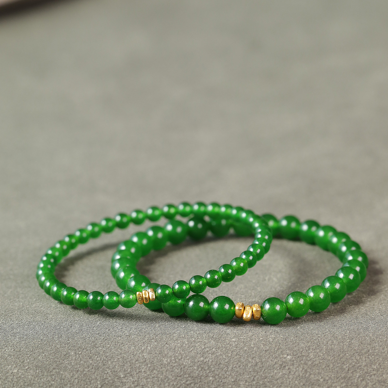 Jade Bracelet 4mm Style Bracelet, Zhengyang Green Jade Bracelet, Spinach Green Hetian Jade 6mm Women's Style