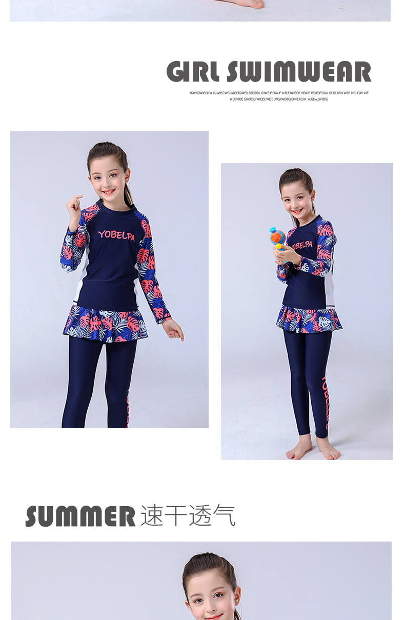 Cô gái chia tay dài quần chống nắng Cô gái sinh viên bảo thủ nhanh khô quần áo bơi đồ bơi trẻ em lớn đồ bơi - Bộ đồ bơi của Kid ao boi tre em
