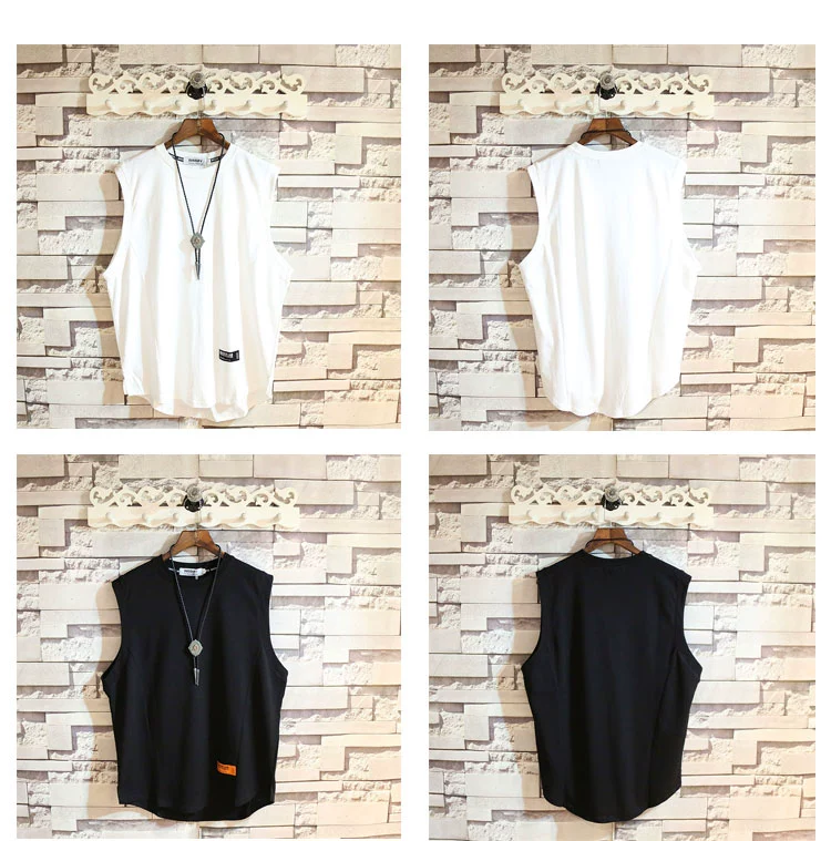 Sundipy mùa hè nam in màu rắn mồ hôi vest sinh viên tròn cổ rắn màu cotton không tay áo T thủy triều - Áo vest cotton áo ba lỗ gym