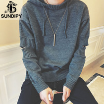 Japanese style men's autumn hooded loose sweater Korean style trendy INS port style knitwear jacket