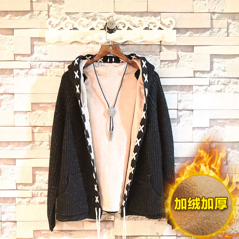 mùa xuân thời trang mùa thu và đội mũ trùm đầu áo khoác nam giới xu hướng dệt kim Nhật cardigan xu hướng áo len gió cổng INS đóng đai hàng đầu.