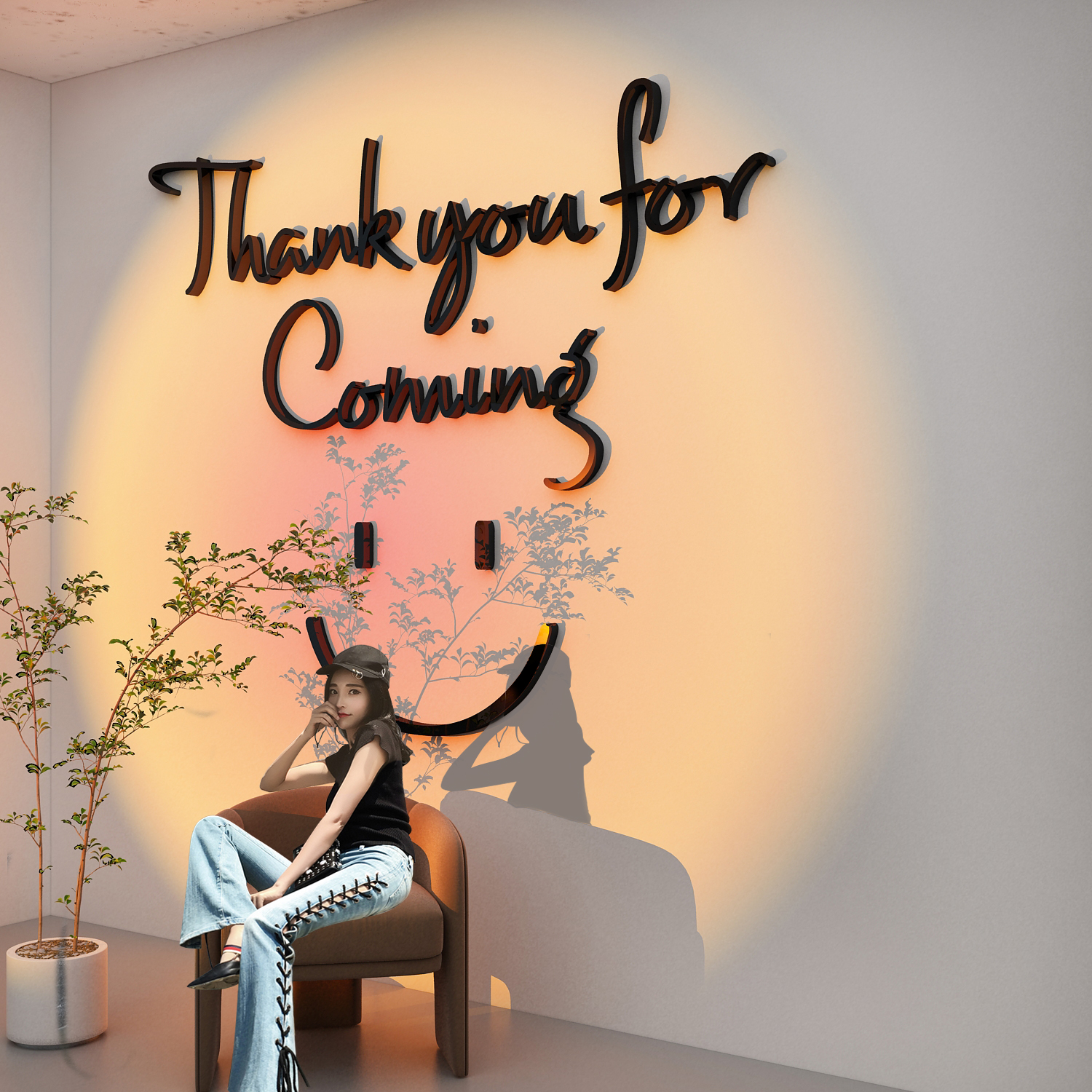 Internet celebrity check-in background scene photo area layout milk tea shop wall decoration ornaments coffee shop live room stickers